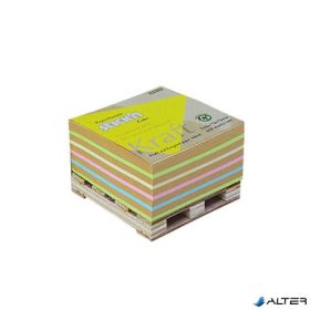   Öntapadó jegyzettömb, 76x76 mm, 400 lap, mini raklap, STICK N "Kraft Cube", vegyes színek