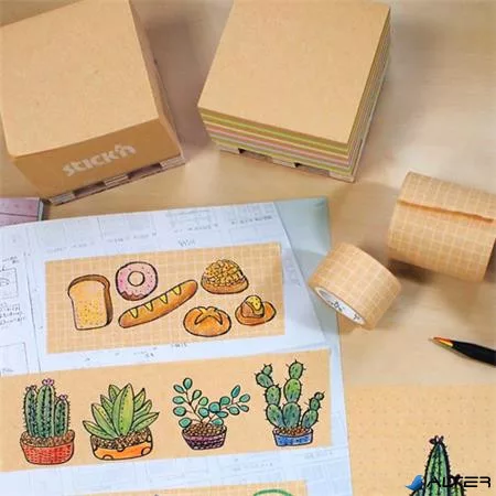 Öntapadó jegyzettömb, 76x76 mm, 400 lap, mini raklap, STICK N "Kraft Cube", vegyes színek