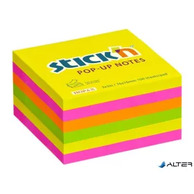   Öntapadó jegyzettömb csomag, 'Z', 76x76 mm, 6x100 lap, STICK N, neon színek