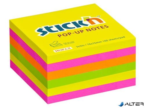 Öntapadó jegyzettömb csomag, "Z", 76x76 mm, 6x100 lap, STICK N, neon színek