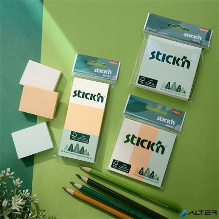 Öntapadó jegyzettömb, 38x51 mm, 3x100 lap, STICK N, pasztell színek