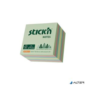   Öntapadó kockatömb, 76x76mm, 400 lap, STICK N, erdő színei pasztell mix