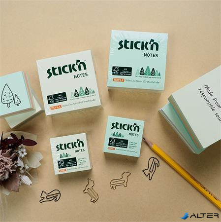 Öntapadó kockatömb, 76x76mm, 400 lap, STICK N, erdő színei pasztell mix