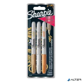   Alkoholos marker készlet, 1,4 mm, kúpos, SHARPIE "Metallic", 3 különböző szín