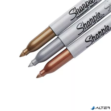 Alkoholos marker készlet, 1,4 mm, kúpos, SHARPIE "Metallic", 3 különböző szín