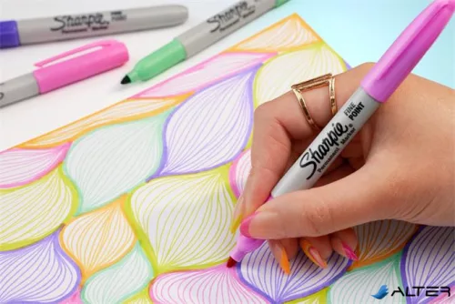 Alkoholos marker készlet, 1 mm, kúpos, SHARPIE "Fine Point", 4 különböző pasztell szín