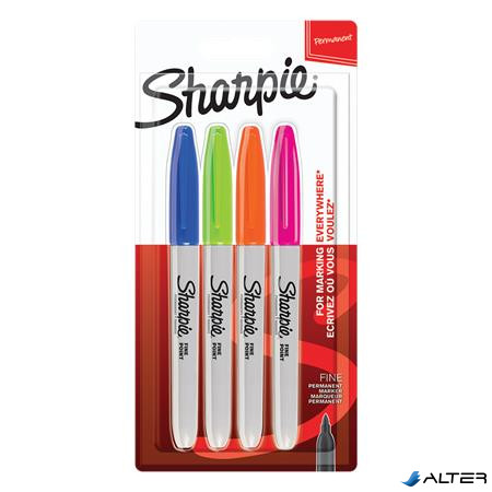 Alkoholos marker készlet, 1 mm, kúpos, SHARPIE "Fine Point", 4 különböző szín