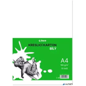 Rajzlap A4, 180g, 10 lap, STEPA, fehér