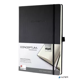   Jegyzetfüzet, exkluzív, A4, kockás, 97 lap, keményfedeles, SIGEL "Conceptum", fekete
