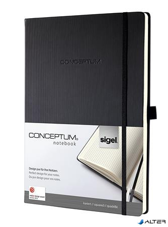 Jegyzetfüzet, exkluzív, A4, kockás, 97 lap, keményfedeles, SIGEL "Conceptum", fekete