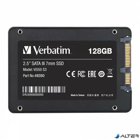 SSD (belső memória), 128GB, SATA 3, 430/560MB/s, VERBATIM "Vi550"