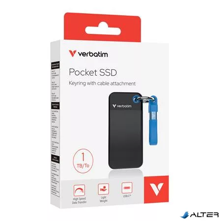 SSD (külső memória) 1TB, USB 3.2 Gen2, VERBATIM 'Pocket SSD', fekete/kék