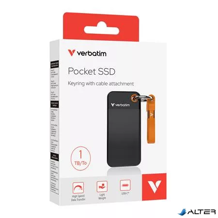 SSD (külső memória) 1TB, USB 3.2 Gen2, VERBATIM "Pocket SSD", fekete/narancs
