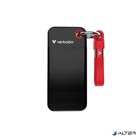 SSD (külső memória) 1TB, USB 3.2 Gen2, VERBATIM "Pocket SSD", fekete/piros