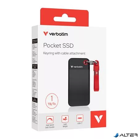 SSD (külső memória) 1TB, USB 3.2 Gen2, VERBATIM "Pocket SSD", fekete/piros