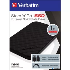   SSD (külső memória), 1TB, USB 3.2, VERBATIM "Storen Go", fekete
