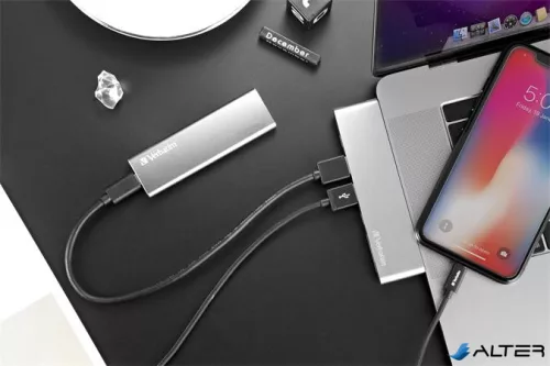 SSD (külső memória), 480 GB, USB 3.2 Gen2, VERBATIM "Vx500", szürke