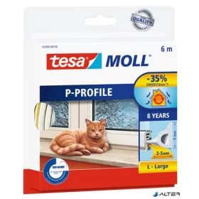   Ajtó- és ablaktömítő szalag, 9 mm x 6 m, TESA 'tesamoll® P profil', fehér