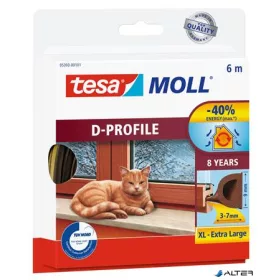   Ajtó- és ablaktömítő szalag, 9 mm x 6 m, TESA 'tesamoll® D profil', barna