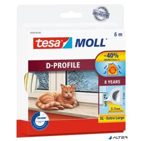   Ajtó- és ablaktömítő szalag, 9 mm x 6 m, TESA 'tesamoll® D profil', fehér