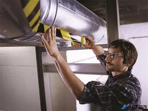 Jelölőszalag, 50 mm x 33 m, TESA 'Professional Premium', fekete-sárga