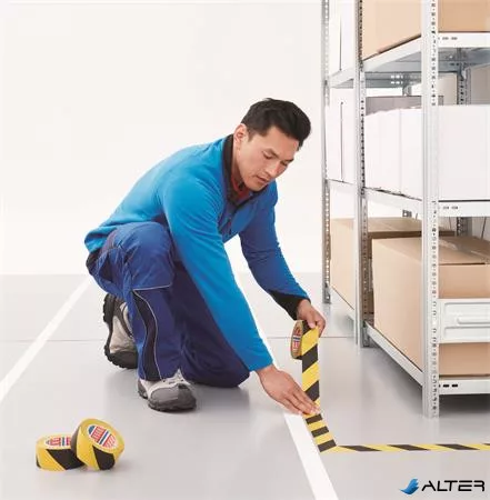 Jelölőszalag, 50 mm x 33 m, TESA 'Professional Premium', fekete-sárga