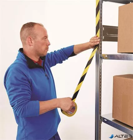 Jelölőszalag, 50 mm x 33 m, TESA 'Professional Premium', fekete-sárga