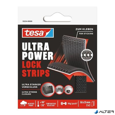 Tépőzáras rögzítőszalag, kétoldalas, 25 x 50 mm, TESA "Ultra Power Lock"