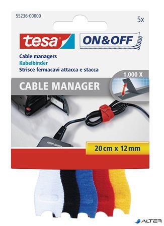 Kábelkötegelő, tépőzáras, TESA "On&Off", vegyes színek