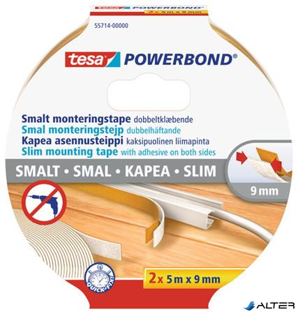 Szerelőszalag, keskeny, 2 x 9 mm x 5 m, TESA, 'Powerbond'