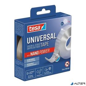   Ragasztószalag, kétoldalas, visszaszedhető, átlátszó, 30 mm x 3 m, TESA "Universal Nanotape"