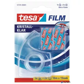   Ragasztószalag-adagoló, kézi, 2 db TESA 'tesafilm®' 15mm x 10 m ragasztószalag, átlátszó