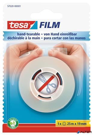 Ragasztószalag, kézzel téphető, 19 mm x 25 m, TESA "Tesafilm", átlátszó