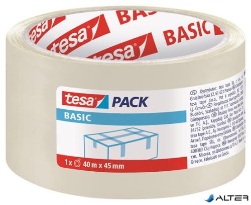 Csomagolószalag, 45 mm x 40 m, TESA "tesapack® Basic", átlátszó