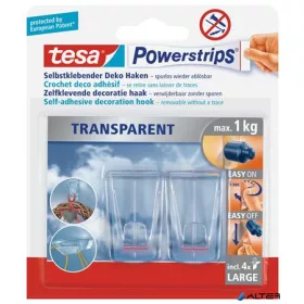   Műanyag akasztó ragasztócsíkkal, TESA 'Powerstrips®', átlátszó
