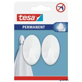   Műanyag akasztó, öntapadó, ovális, L méret, TESA, fehér
