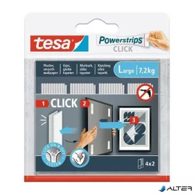   Akasztó, öntapadó, M méret, TESA "Powerstrips CLICK"