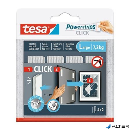Akasztó, öntapadó, L méret, TESA "Powerstrips CLICK"