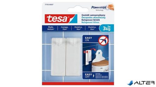 Akasztószög, öntapadó, TESA "Powerstrips®", sima felületre