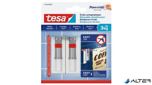 Akasztócsavar, öntapadó, állítható, TESA "Powerstrips®", sima felületre