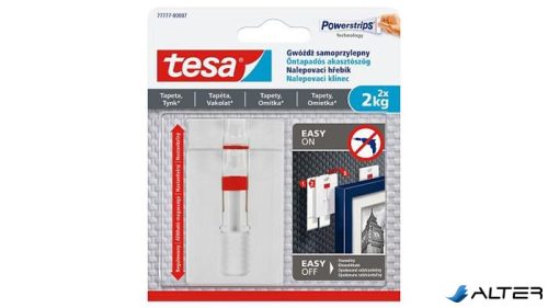 Akasztószög, öntapadó, állítható, TESA "Powerstrips®", érzékeny felületre