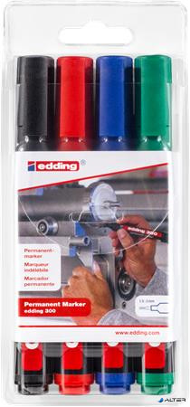 Alkoholos marker készlet, 1,5-3 mm, kúpos, EDDING '300', 4 különböző szín