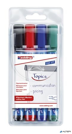 Flipchart marker készlet, 1,5-3 mm, kúpos, EDDING '380', 4 különböző szín