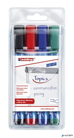 Flipchart marker készlet, 1,5-3 mm, kúpos, EDDING "380", 4 különböző szín