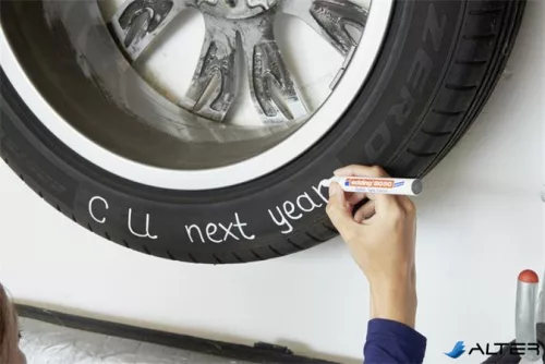 Gumijelölő marker, 2-4 mm, kúpos, EDDING "8050", fehér