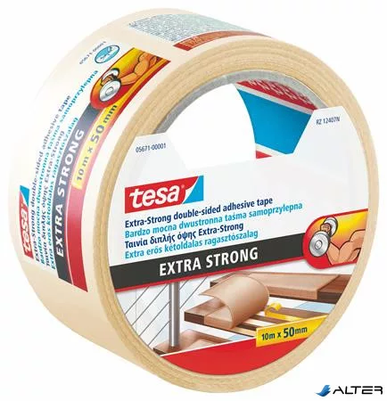 Ragasztószalag, kétoldalas, extra erős, 50 mm x 10 m, TESA "Extra Strong"