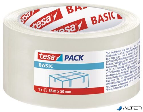 Csomagolószalag, 50 mm x 66 m, TESA "Basic", átlátszó