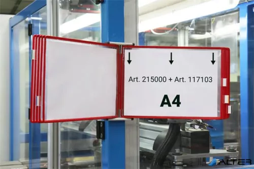 Bemutatótábla A4, fekvő, felül nyitott, DJOIS, piros