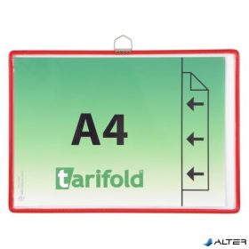   Bemutatótábla, függő, A4,  fekvő, fém fülecskével, DJOIS, piros