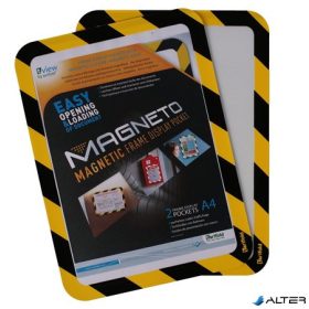   Infokeret, mágneses háttal, A4, DJOIS "Magneto Safety", sárga-fekete